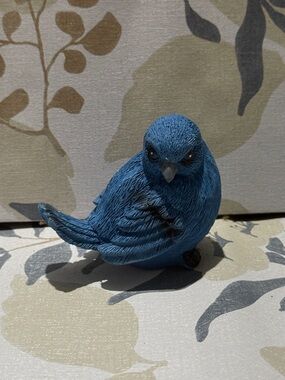 Blue Ceramic Bird Figurine - Decorative Accent